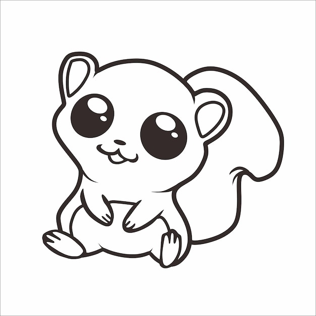 Premium vector kawaii cute squirrel coloring pages