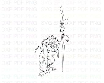 Rafikithelionking outline svg dxf eps pdf png cricut cutting file vector clipart instant download