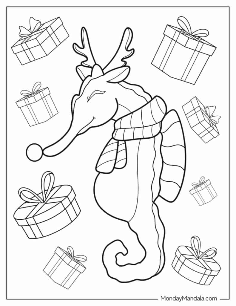 Seahorse coloring pages free pdf printables