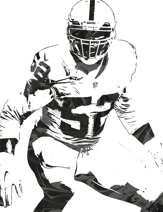 Khalil mack oakland raiders pixel art greeting card by joe hamilton