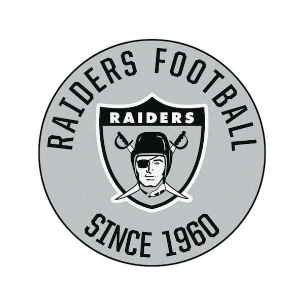 Fanmats gray ft in round las vegas raiders vintage area rug