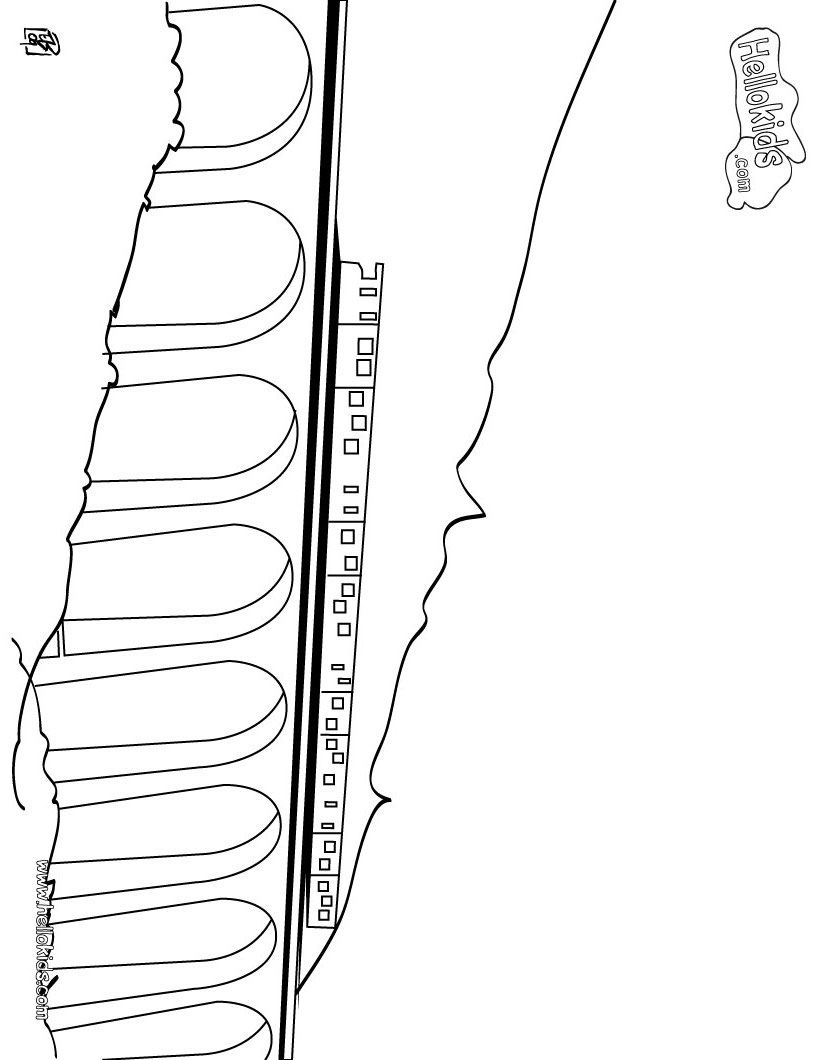 Train crossing the bridge coloring pages