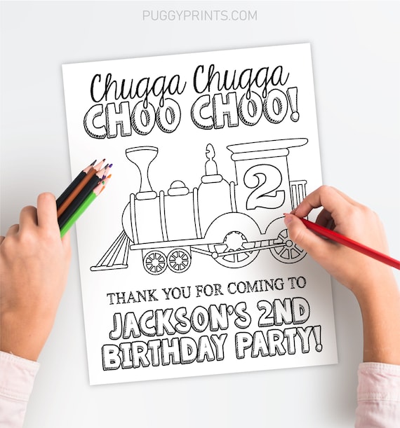 Train birthday coloring page editable train coloring page template printable train birthday coloring sheet train birthday party trb trn