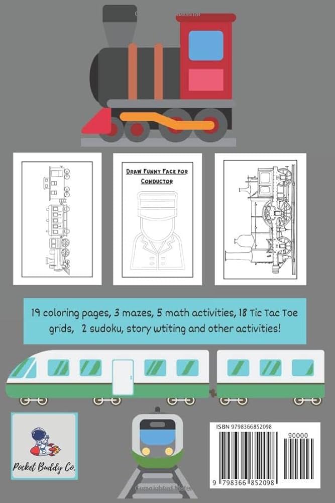 Train activity book for kids ages
