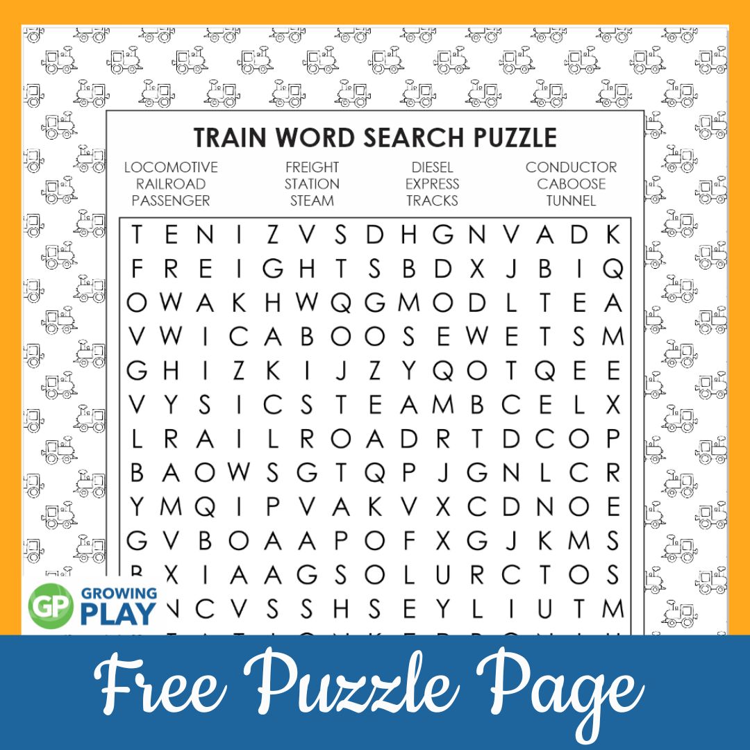 Train word search free printable