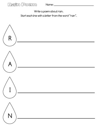 Rainy day acrostic poem