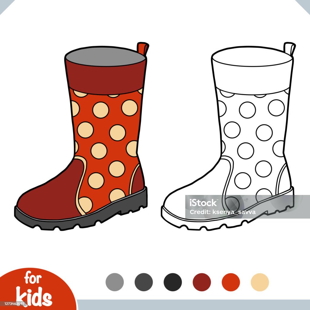 Coloring book rubber boots stock illustration