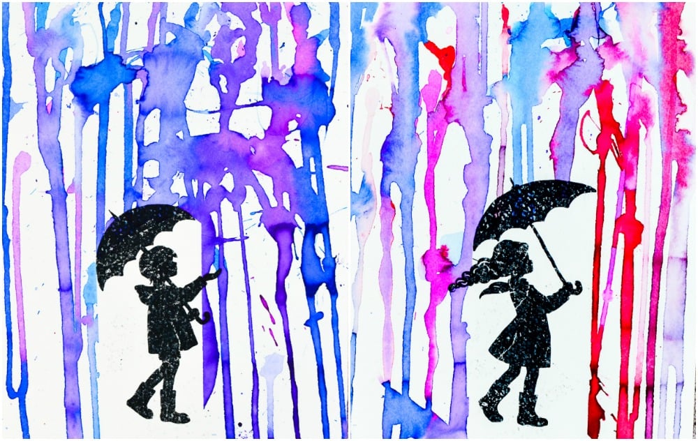Painting rain with printable art prompt
