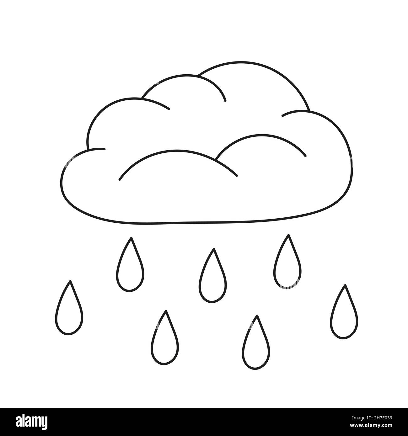 Simple coloring page cute raining cloud vector black and white coloring page for kids stock vector image art