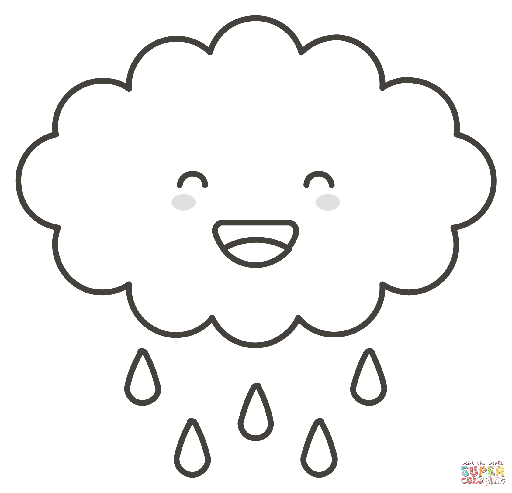 Cloud with rain coloring page free printable coloring pages