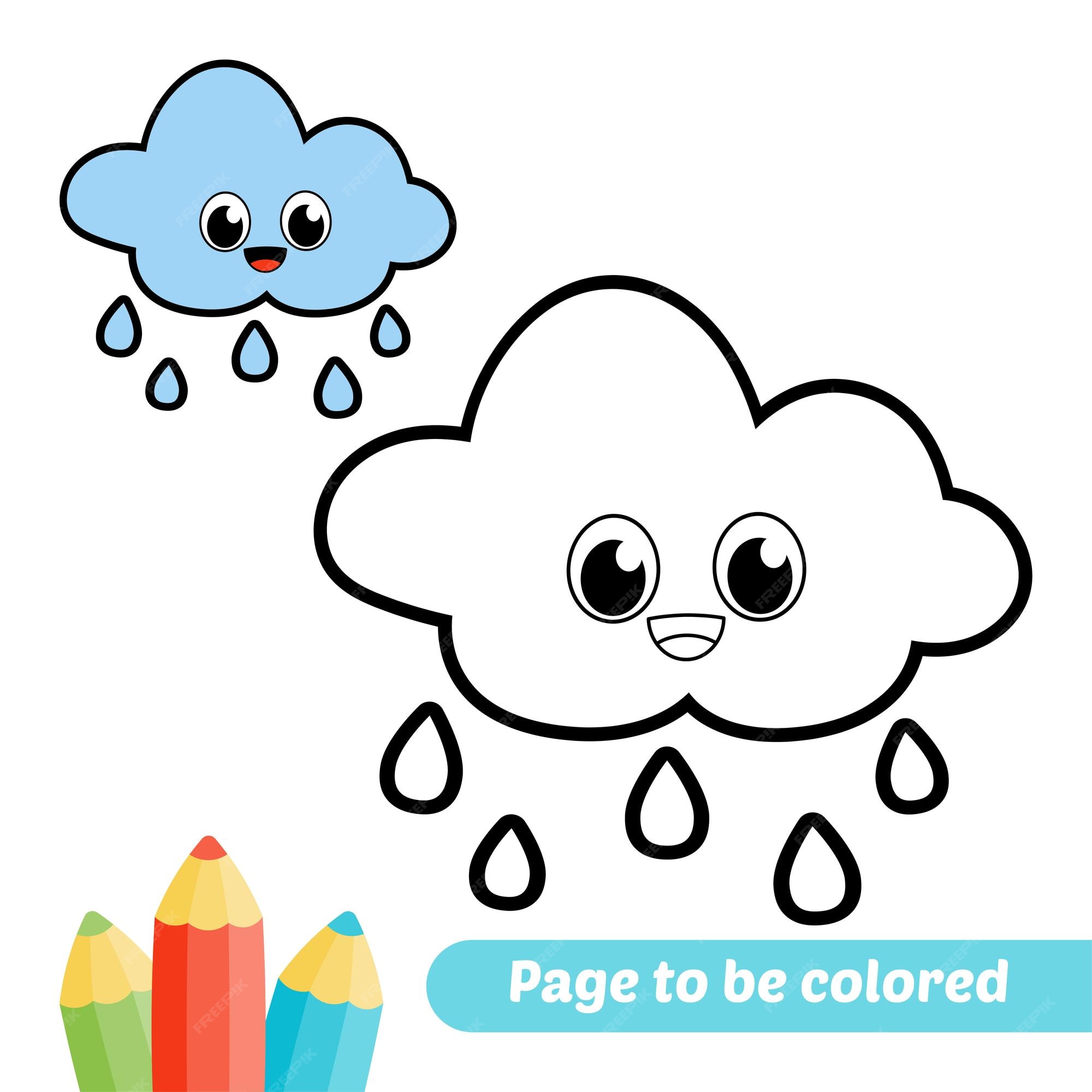Premium vector coloring book for kids rain cloud vector