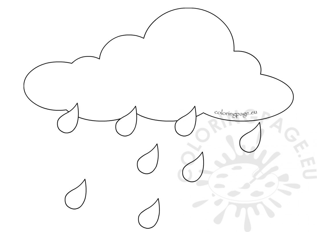 Drawn rain cloud weather symbol coloring page