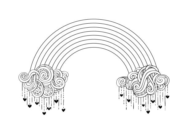 Spring rain coloring page stock illustrations royalty