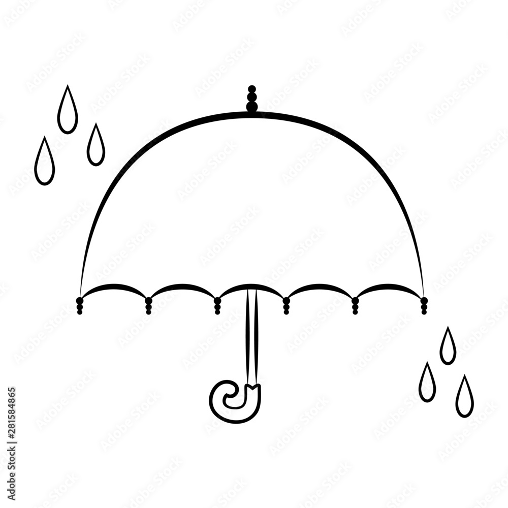 Umbrella and rain drops coloring book page for kids vector illustration vector