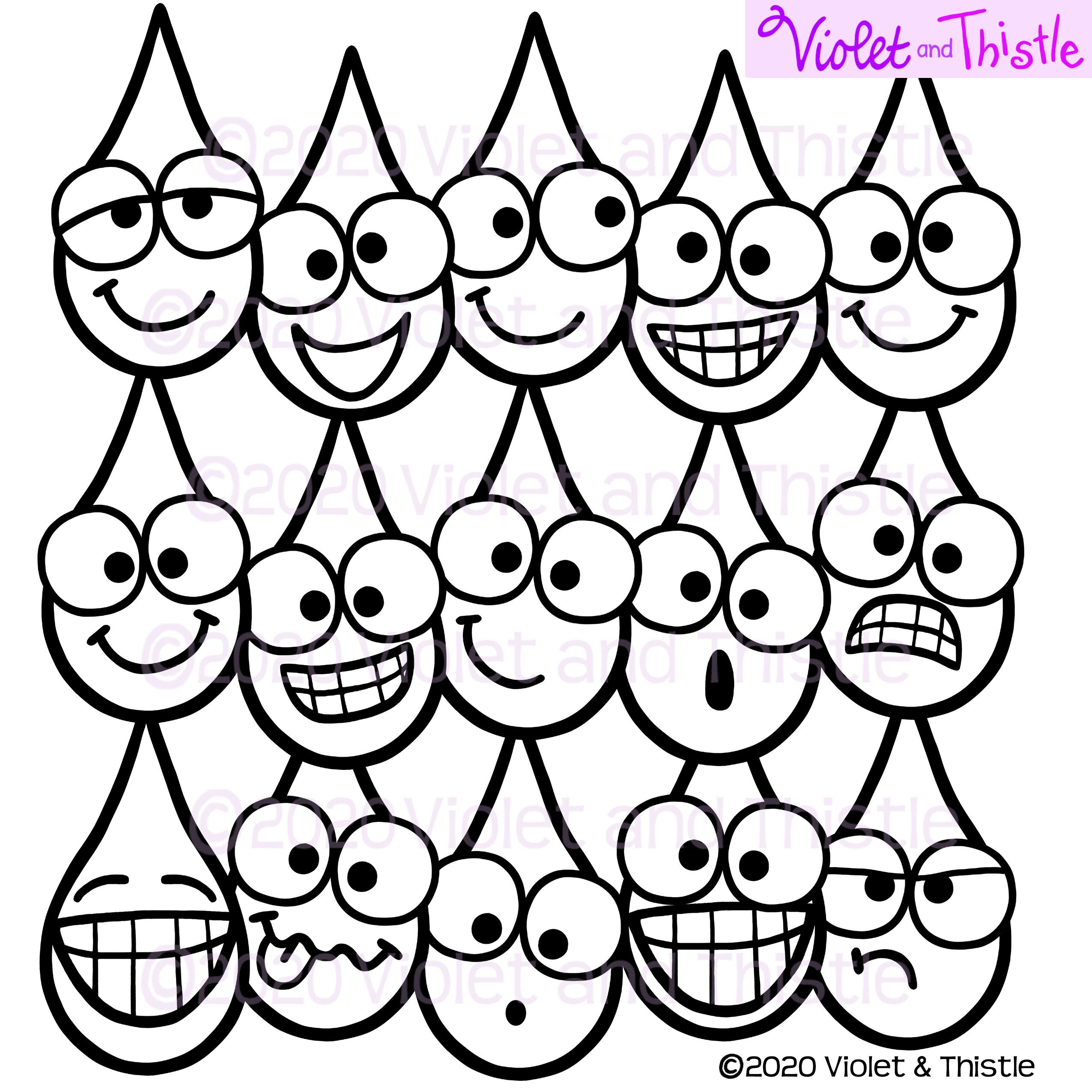 Raindrop clipart super cute spring fun face clip art emotion expression emoji happy rain day weather made by teachers