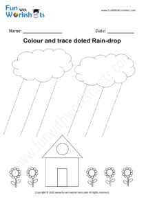 Rain drops shape tracing worksheet
