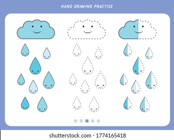 Rain cloud water drop hand drawing stock vector royalty free