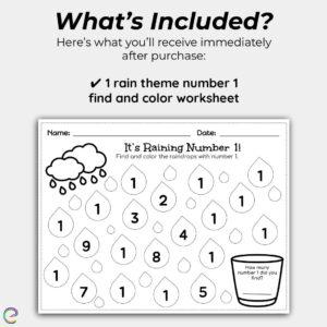 Number raindrop coloring page
