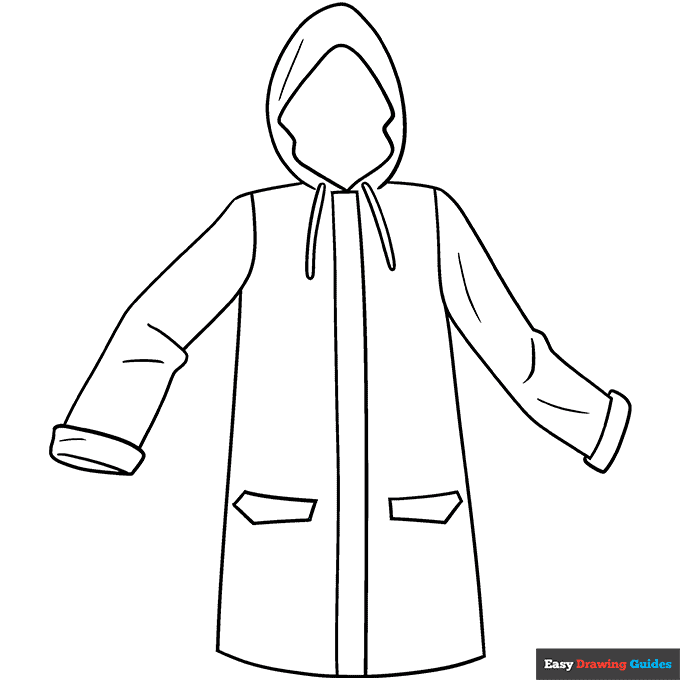 Rain coat coloring page easy drawing guides
