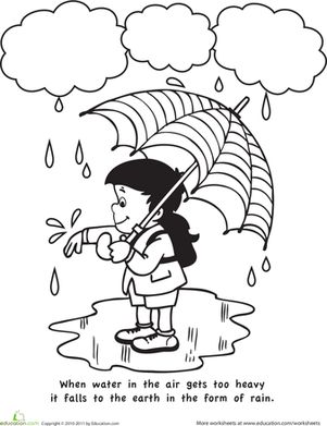 Color and learn rain worksheet education kindergarten coloring pages coloring worksheets for kindergarten kindergarden activities