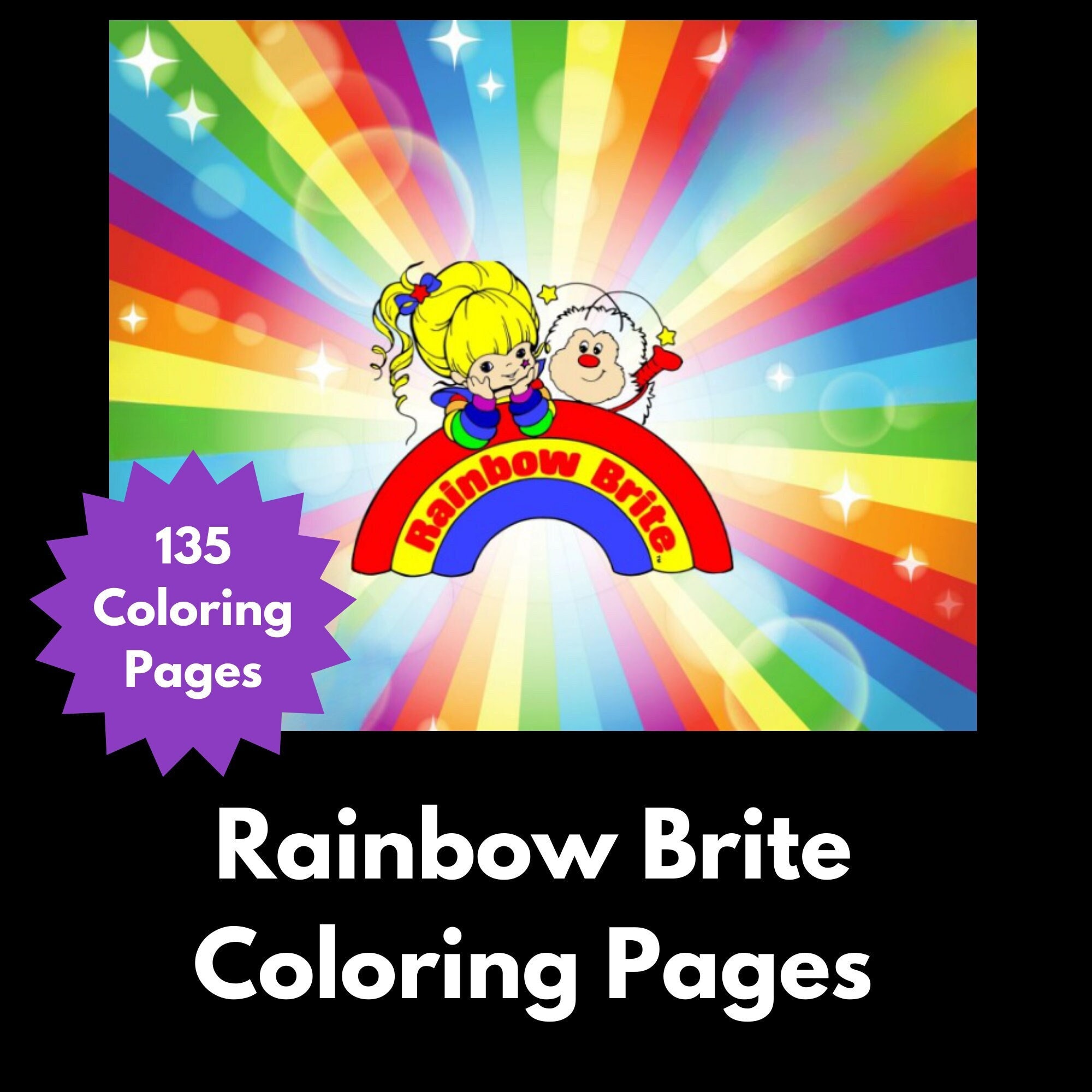 Rainbow brite coloring page bundle with coloring pages for kids or adults