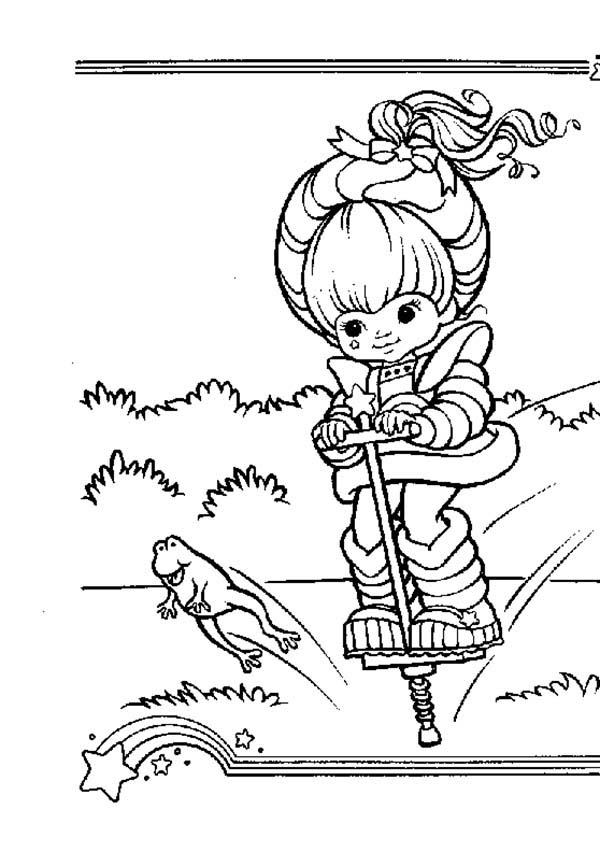Rainbow brite jumping with frog coloring page color luna