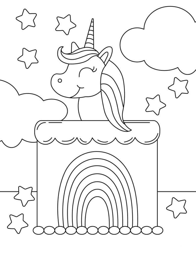 Unicorn cake coloring pages printable for free download