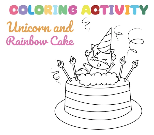 Page birthday cake coloring images