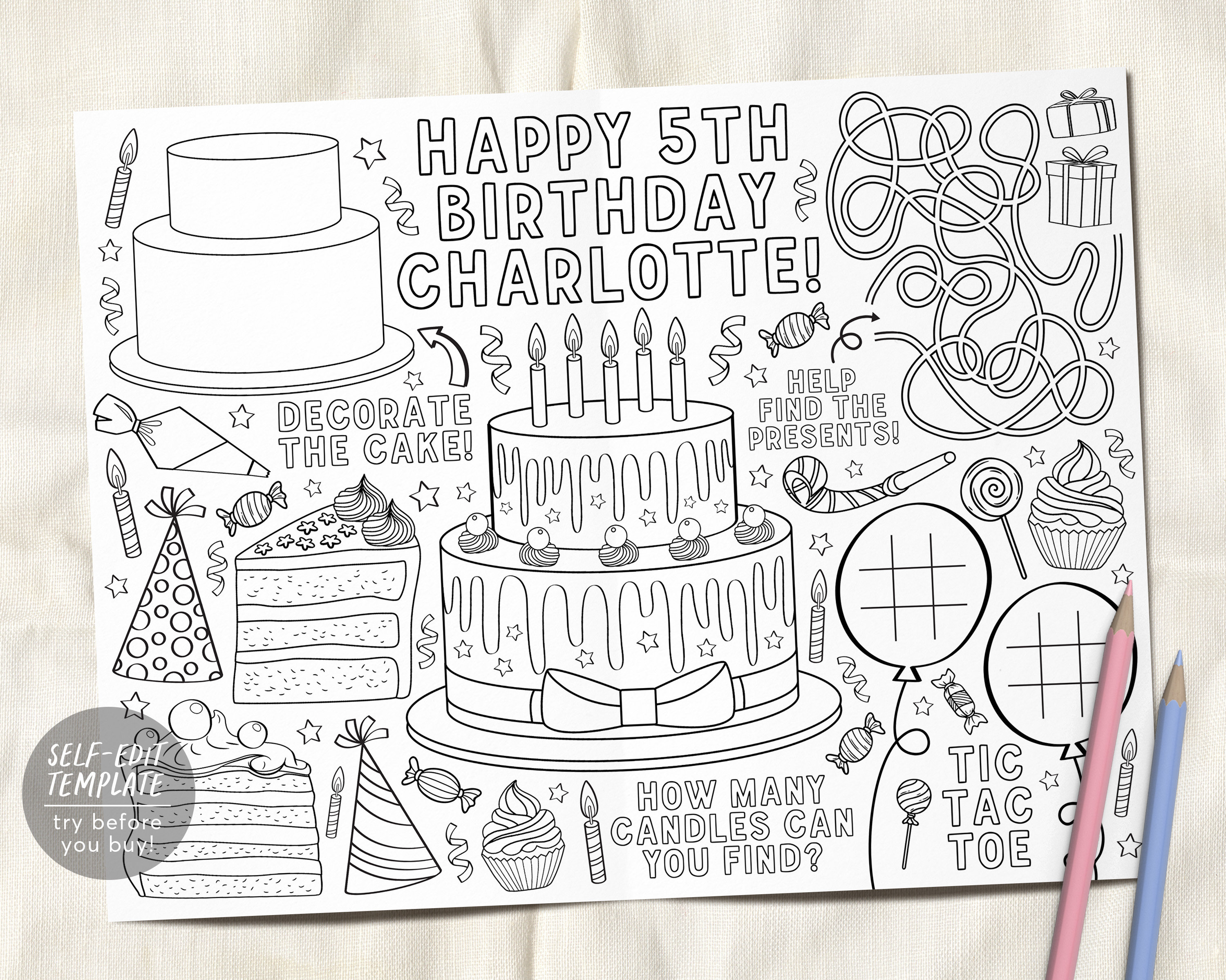 Cake coloring page