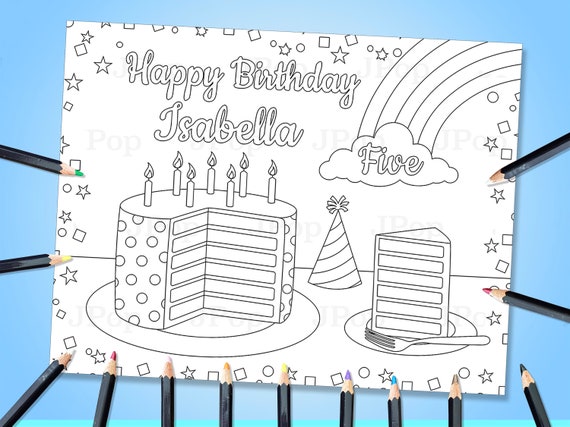 Buy personalized coloring pages rainbow cake coloring pages rainbow cake customizable coloring pages custom coloring pages online in india