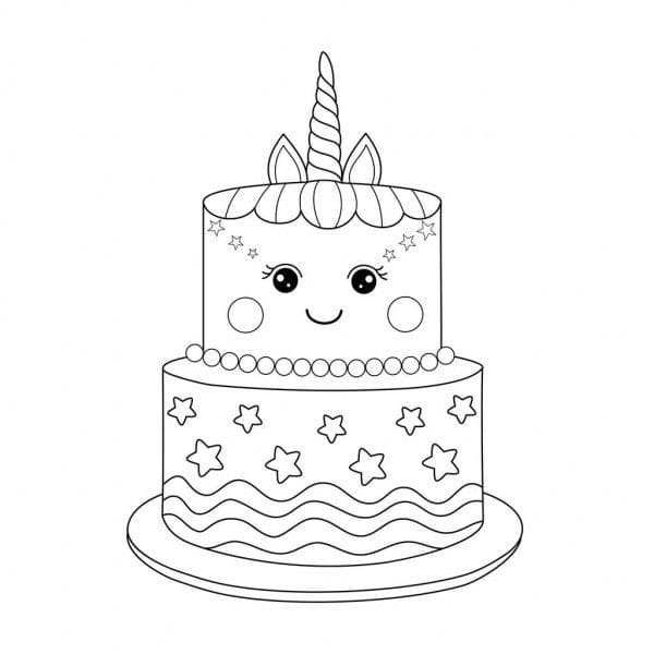 Unicorn cake coloring pages printable for free download