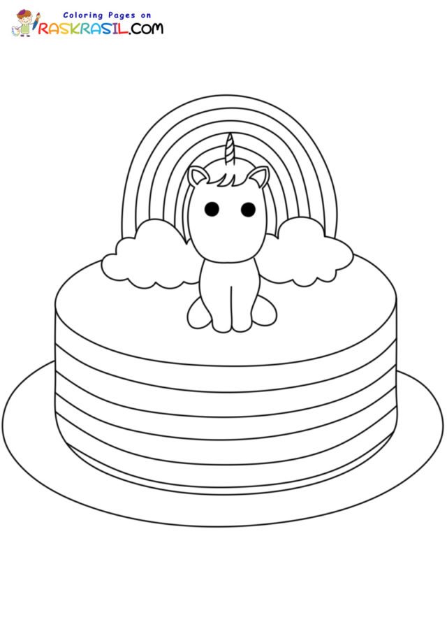 Unicorn cake coloring pages printable for free download