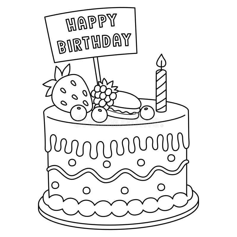 Birthday cake colouring stock illustrations â birthday cake colouring stock illustrations vectors clipart