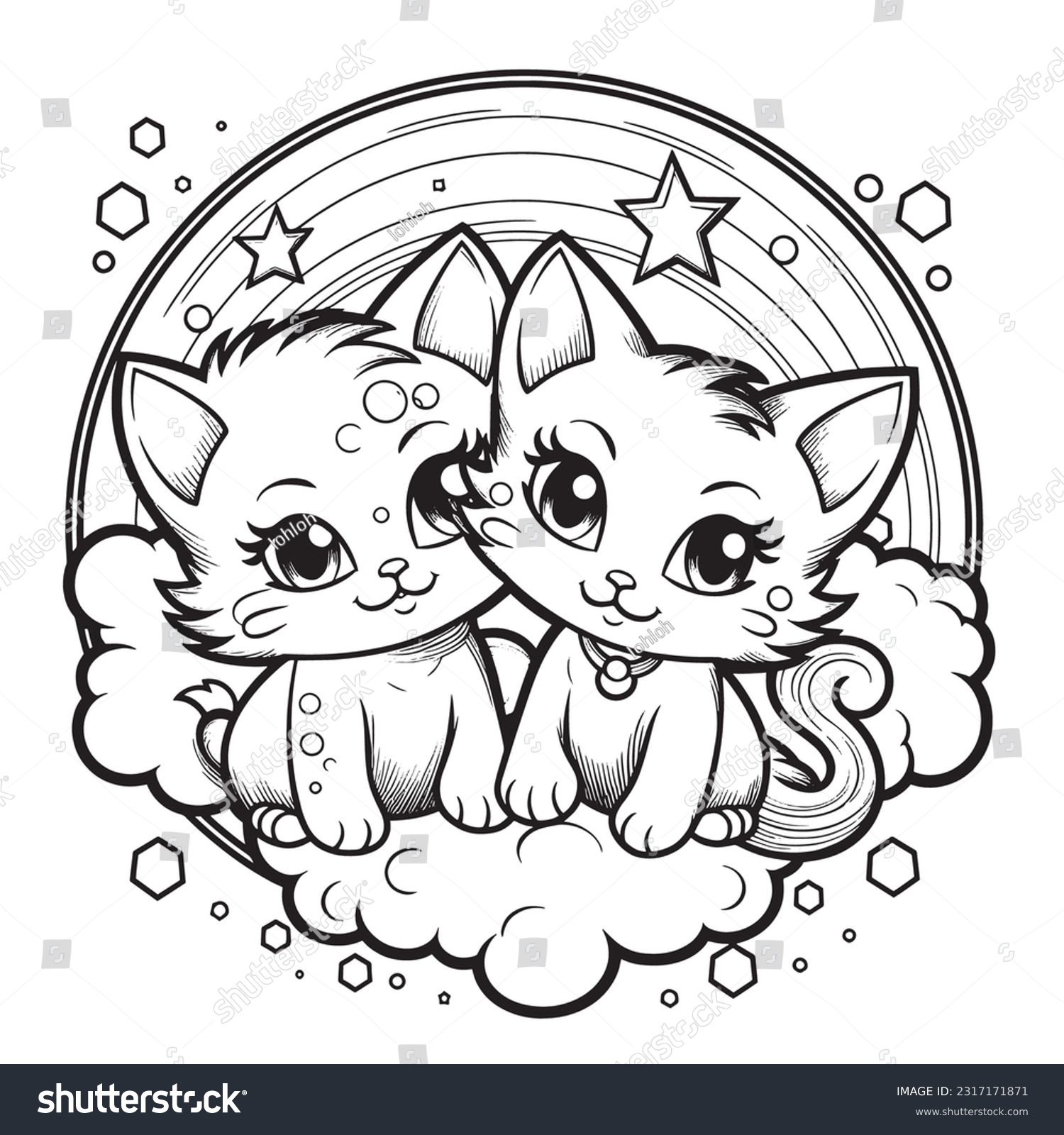 Black white coloring pages kidskitty rainbow stock vector royalty free