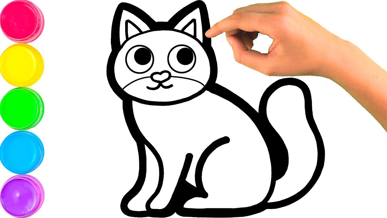 Glitter rainbow cat coloring and drawing for kids toddlers ððñ ððñ