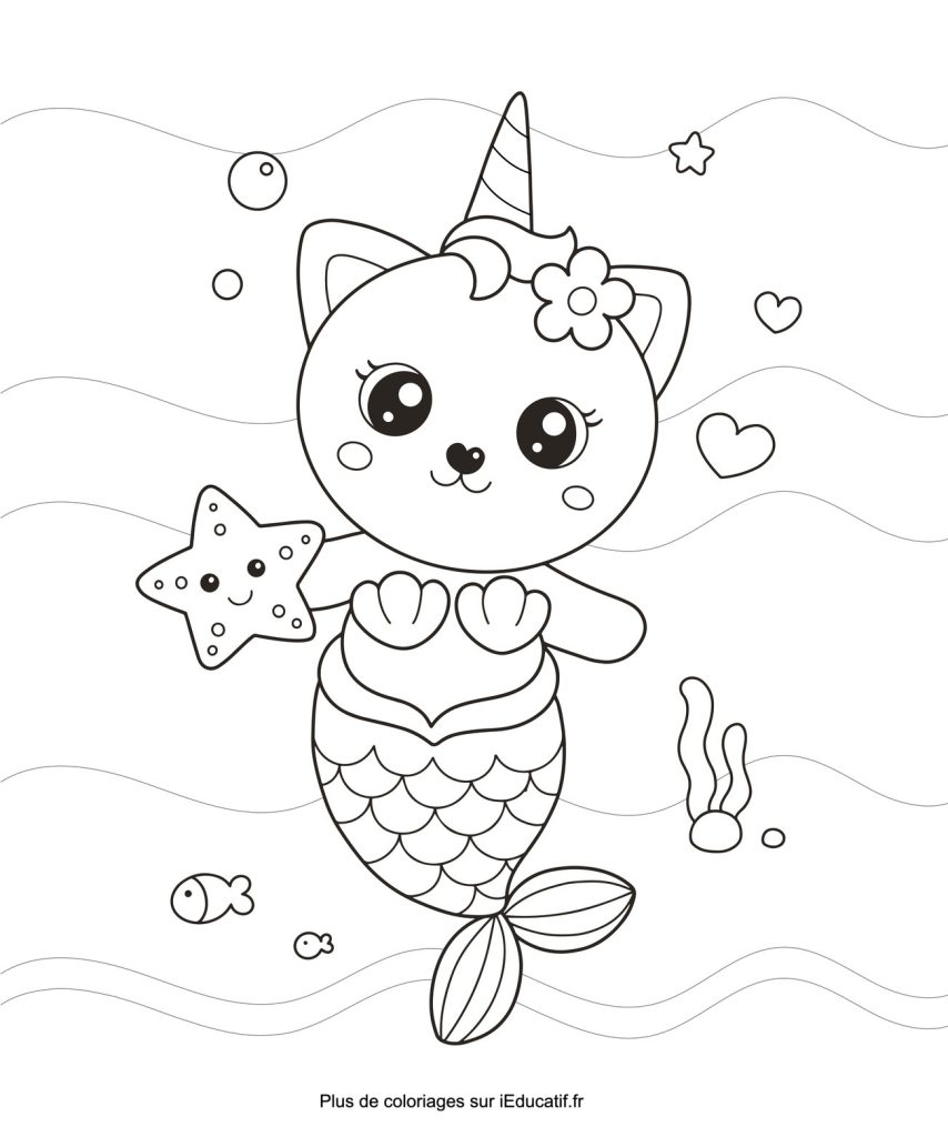 Rainbow cat coloring page