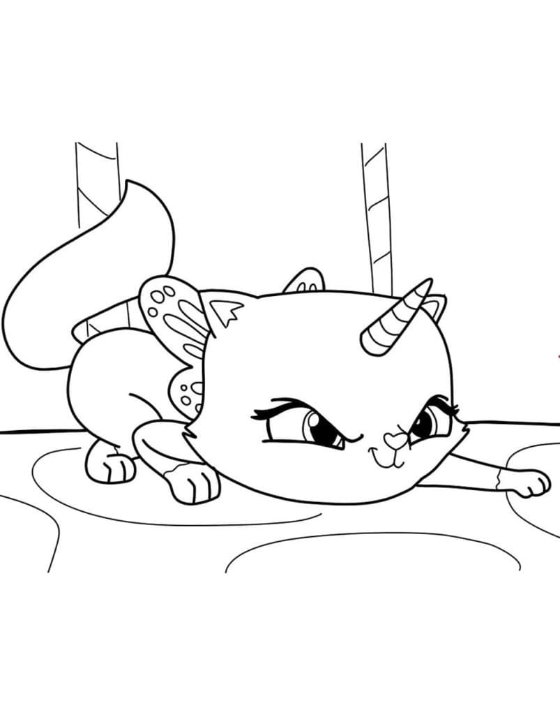 Cartoon unicorn cat coloring page