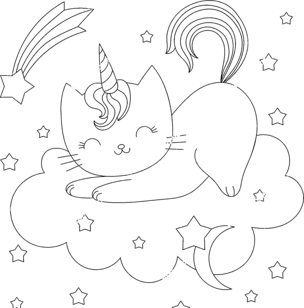 Unicorn cat coloring pages free coloring pages