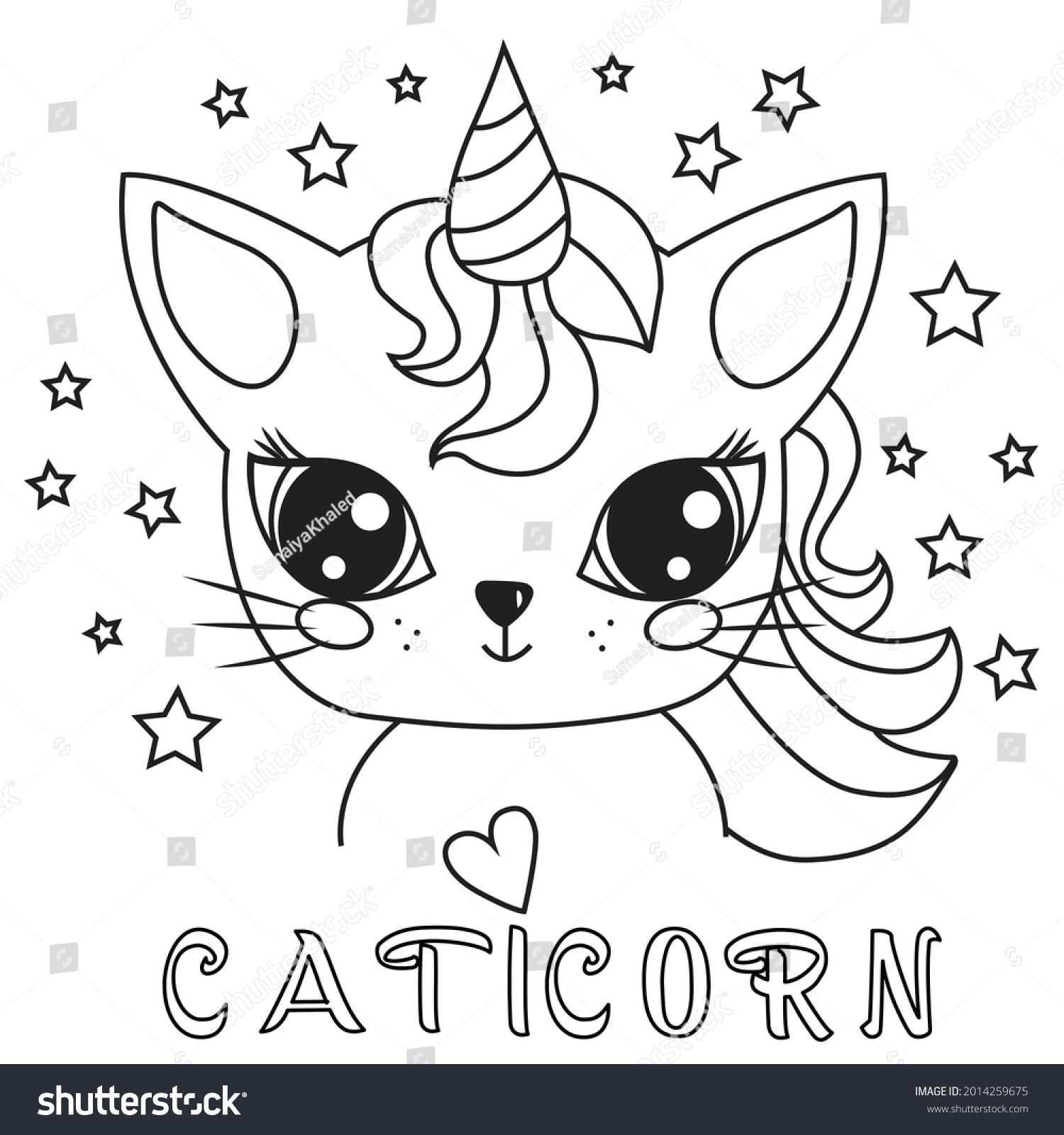 Hd caticorn cat unicorn coloring pages stock vector royalty free