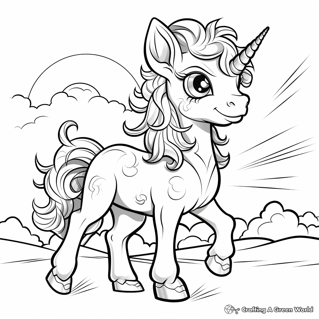 Rainbow unicorn coloring pages