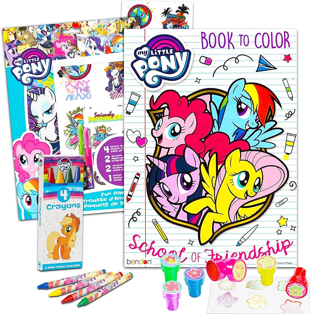 My little pony coloring and book set bundle includes my little pony coloring and activity books crayons stickers and stampers featuring twilight sparkle rainbow dash pinkie pie and more