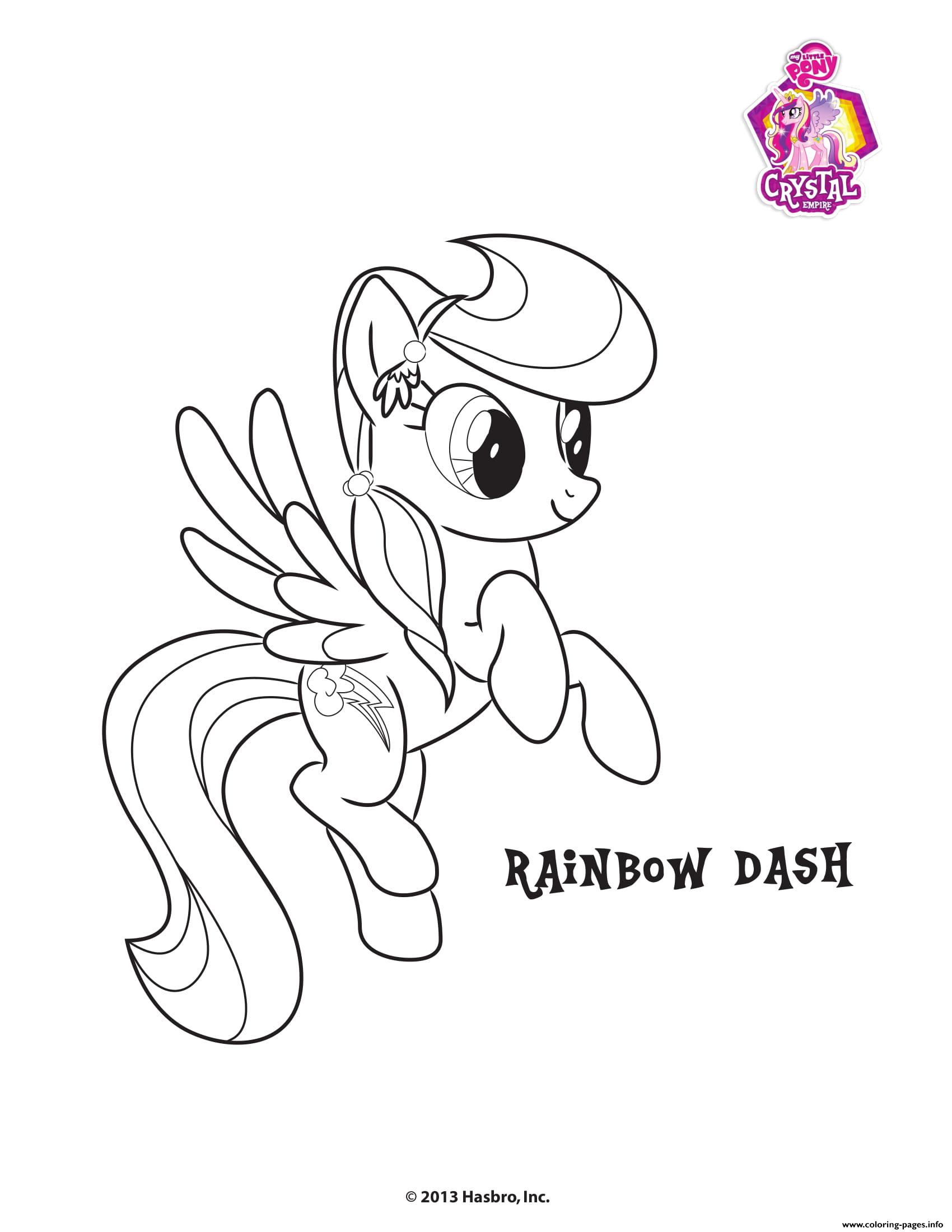 Rainbow dash crystal empire my little pony coloring page printable