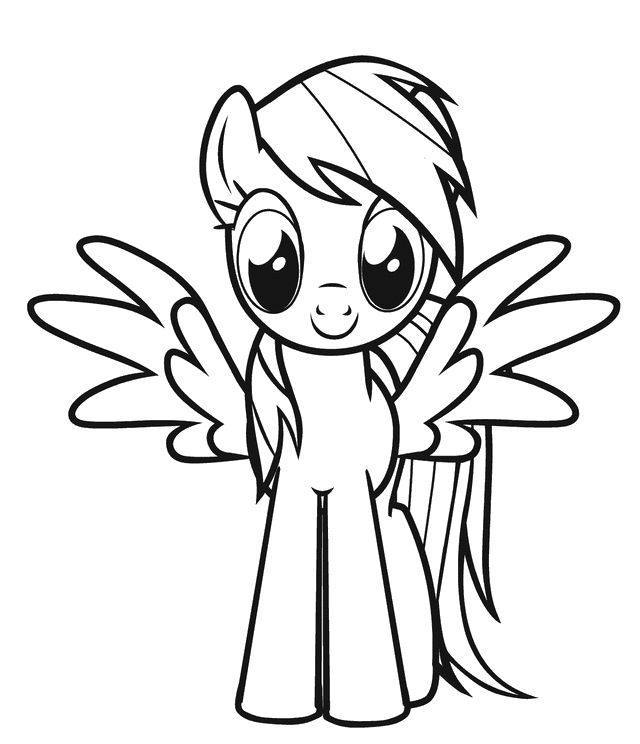 Rainbow dash smile little pony coloring pages