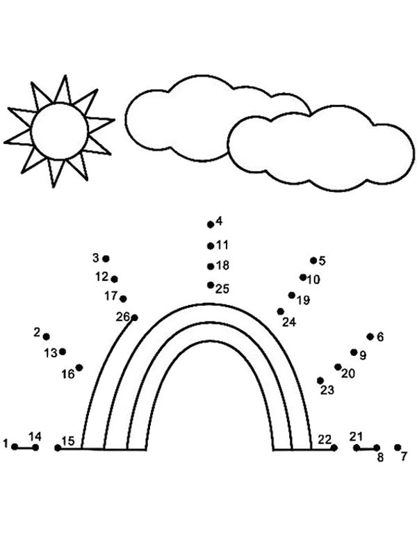 Draw a rainbow coloring page
