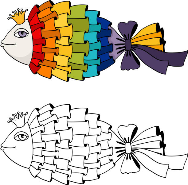 Rainbow fish coloring stock illustration