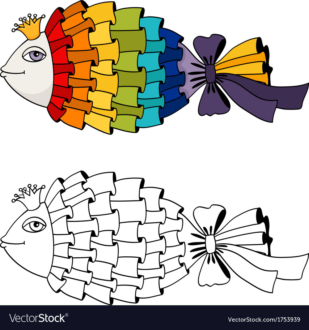 Rainbow fish coloring royalty free vector image