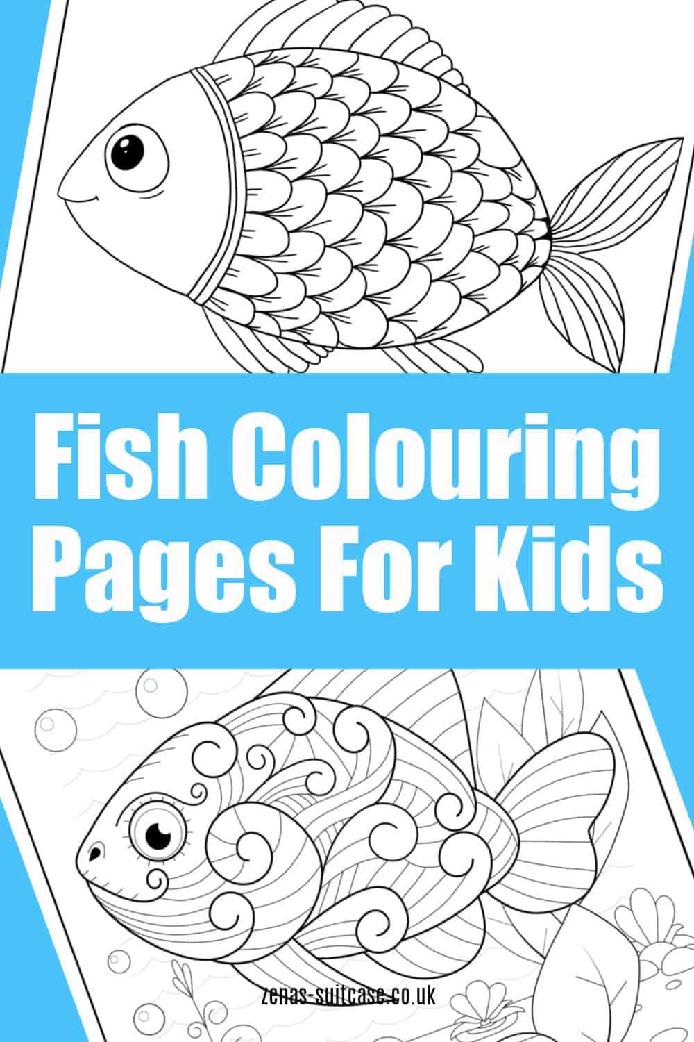 Free fish louring page for kids