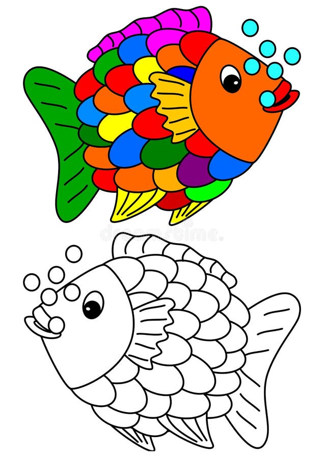 Fish coloring book art children stock illustrations â fish coloring book art children stock illustrations vectors clipart