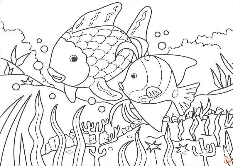 Rainbow fish coloring pages free printable sheets for kids