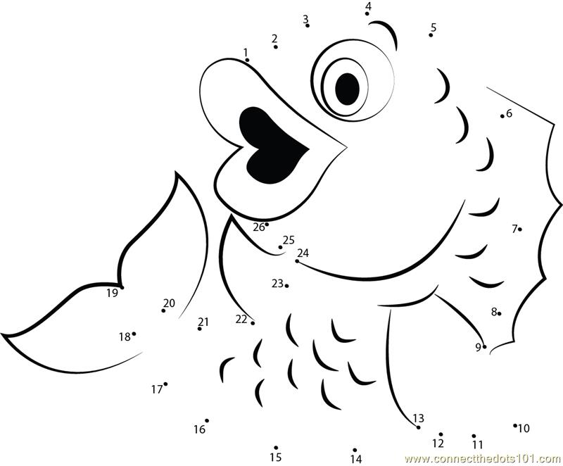 Rainbow fish funny look dot to dot printable worksheet